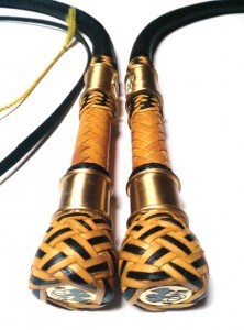 Matched Pair Bull  whips 4ft kangaroo leather - Coppia fruste bull whip intrecciate in canguro  (5)